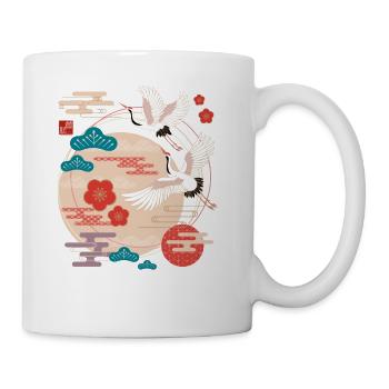 Japanese Cranes and Pine Trees - Coffee/Tea Mug - white - Right