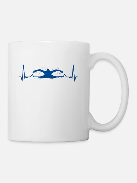 Swimmer Swimming Heartbeat Swim - Coffee/Tea Mug - white