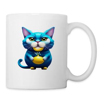 Cute cat funny blue cat - Coffee/Tea Mug - white - Right