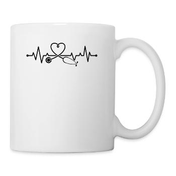 Doctor Stethoscope Heartbeat - Coffee/Tea Mug - white - Right