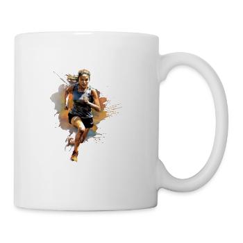Running Girl Runner Marathon Run Watercolor - Coffee/Tea Mug - white - Right