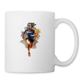 Running Girl Runner Marathon Run Watercolor - Coffee/Tea Mug - white - Right