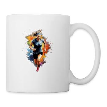 Running Girl Runner Marathon Run Watercolor - Coffee/Tea Mug - white - Right