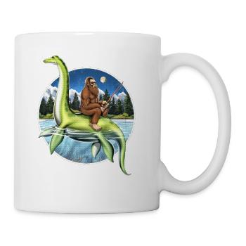 Bigfoot Loch Ness Monster Fishing - Coffee/Tea Mug - white - Right