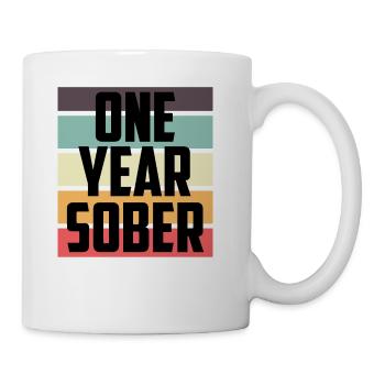 One Year Sober Diligent Person Gift - Coffee/Tea Mug - white - Right