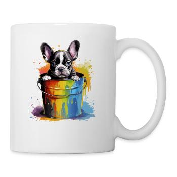 French Bulldog Cute Dog in Paint Bucket - Coffee/Tea Mug - white - Right