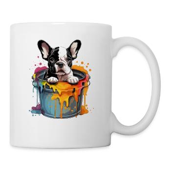 French Bulldog Cute Dog in Paint Bucket - Coffee/Tea Mug - white - Right