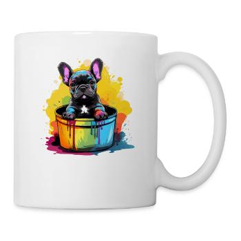 French Bulldog Cute Dog in Paint Bucket - Coffee/Tea Mug - white - Right