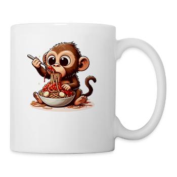 Monkey enjoys spaghetti bolognese - Coffee/Tea Mug - white - Right