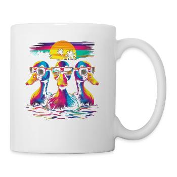 Ducks Duckling Ducky Sunglasses Beach Sunset - Coffee/Tea Mug - white - Right