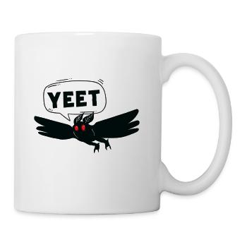 Mothman Says 'Yeet' Funny Cute Cryptid - Coffee/Tea Mug - white - Right