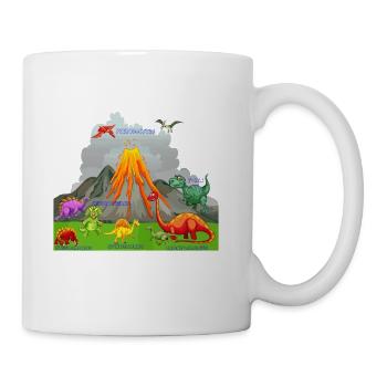 prehistoric landscape dinosaurs volcano mountains - Coffee/Tea Mug - white - Right