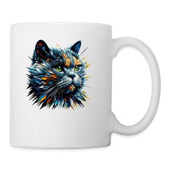 Polygon Art British Shorthair Cat British Blue - Coffee/Tea Mug - white - Right