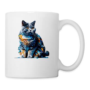 Polygon Art British Shorthair Cat British Blue - Coffee/Tea Mug - white - Right