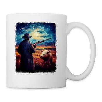 Hog Hunter Hog Hunting Starry Night Painting - Coffee/Tea Mug - white - Right