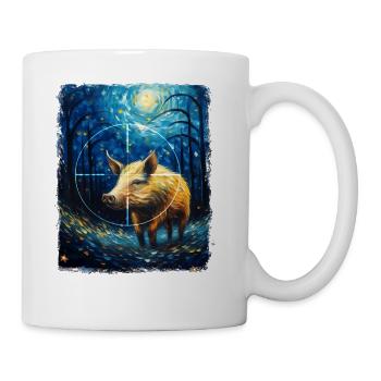 Hog Hunting Hog Hunter Starry Night Painting - Coffee/Tea Mug - white - Right