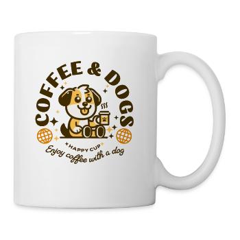 Coffee and Dogs Happy Funny - Coffee/Tea Mug - white - Right