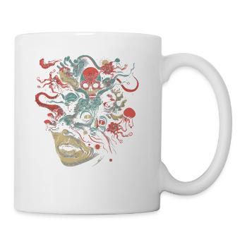 Weirdcore Aesthetic Weird Face Skull Dreamcore - Coffee/Tea Mug - white - Right