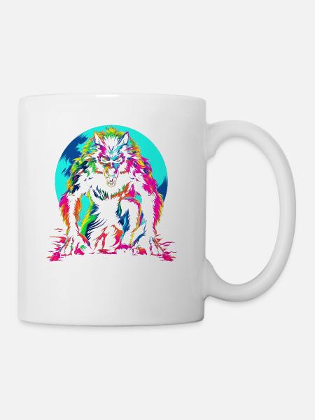 Werewolf Wolf Moon Popart - Coffee/Tea Mug - white