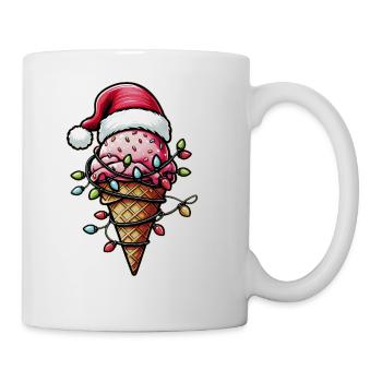 Ice Cream Cone Christmas Hat Xmas - Coffee/Tea Mug - white - Right