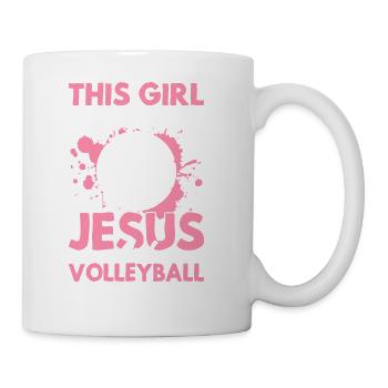 This Girl Runs On Jesus And Volleyball Player - Coffee/Tea Mug - white - Right