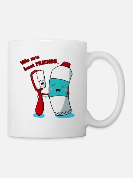 We Are Best Friend toothpaste and toothbrush - Coffee/Tea Mug - white