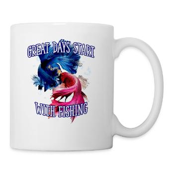 Great Days Start with Fishing Positive Quotes - Coffee/Tea Mug - white - Right