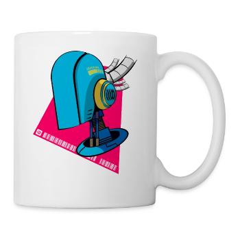 Futuristic Cyberpunk Robot Head – Sci-Fi Tech Art - Coffee/Tea Mug - white - Right