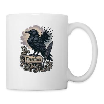 Baroque Raven Nevermore Scroll Poe Poetry - Coffee/Tea Mug - white - Right