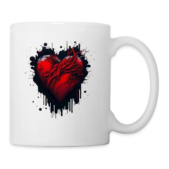 Red broken Heart - Coffee/Tea Mug - white - Right