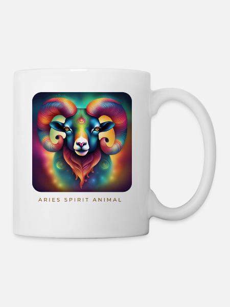 Aries Spirit Animal Ram Alibrije Male - Coffee/Tea Mug - white