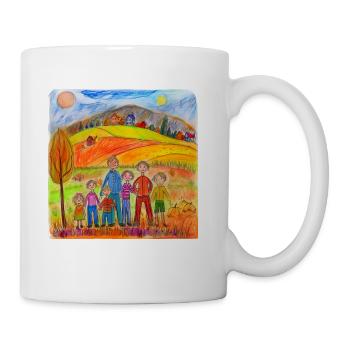 Child Picture Painting Kids Family Family Picture - Coffee/Tea Mug - white - Right