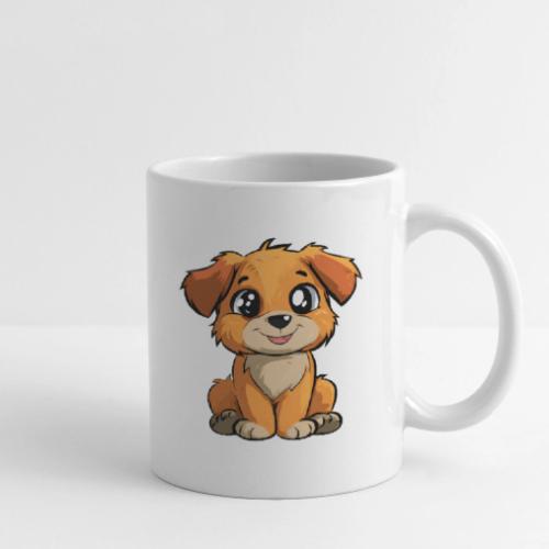 Cute Sitting Puppy Cartoon with Big Eyes - Coffee/Tea Mug