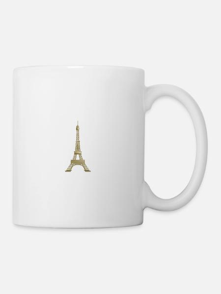 Golden Eiffel Tower Lace Pattern - Coffee/Tea Mug - white