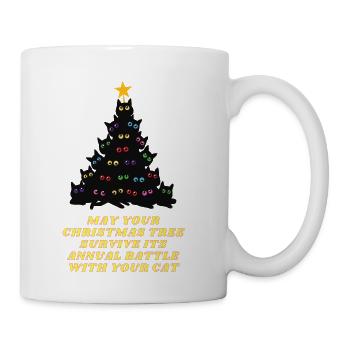 Funny Black Cat Christmas - Coffee/Tea Mug - white - Right