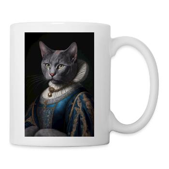 Russian Blue Cat Breed Portrait Royal Renaissance - Coffee/Tea Mug - white - Right