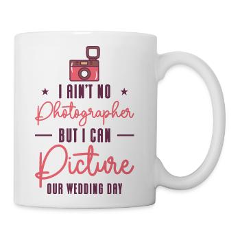 Couple Camera Romance Wedding Day Pick Up Lines - Coffee/Tea Mug - white - Right