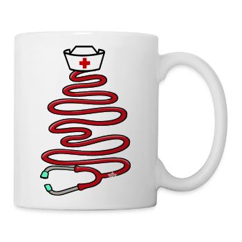 Christmas Stethoscope Nursing Tree - Coffee/Tea Mug - white - Right