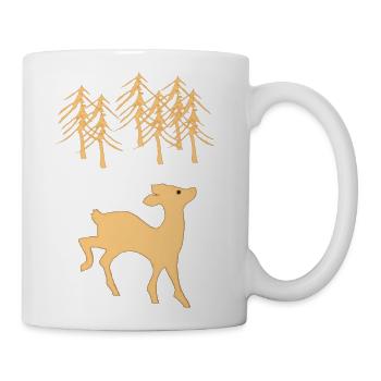 Forest Deer And Fir Trees - Coffee/Tea Mug - white - Right