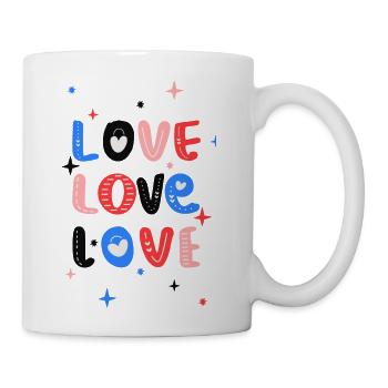 White Red Pink Light Blue Black Bold Valentine - Coffee/Tea Mug - white - Right