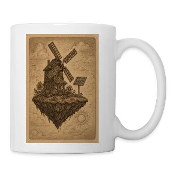 Floating Windmill and Solar Panel Illustration - Coffee/Tea Mug - white - Right