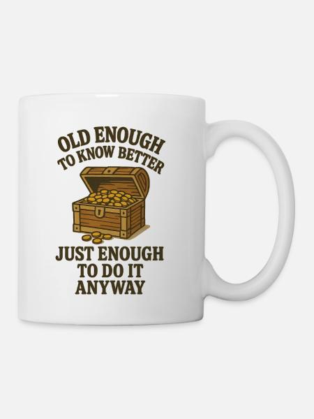Vintage Treasure Chest with Coins Quote - Coffee/Tea Mug - white