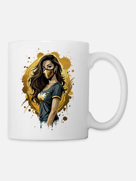 Masked Gold Splash - Coffee/Tea Mug - white