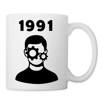 Retro Mechanical Mind 1991 – Vintage Tech Vibes - Coffee/Tea Mug - white - Right