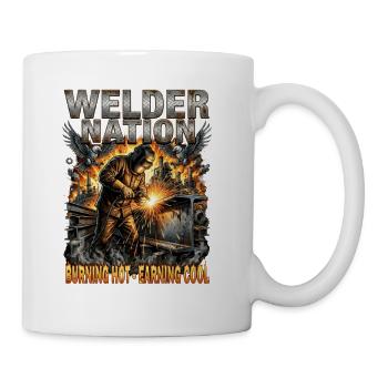 Welder Nation Burning Hot Earning Cool Blue Collar - Coffee/Tea Mug - white - Right