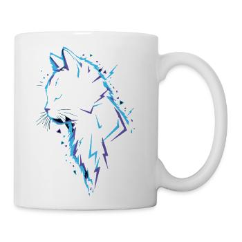 Neon Cat Head Silhouette - Coffee/Tea Mug - white - Right