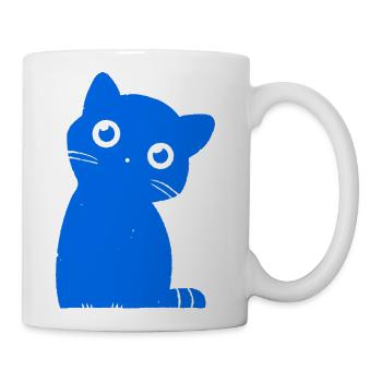 Azure Blue Cat Silhouette - Coffee/Tea Mug - white - Right
