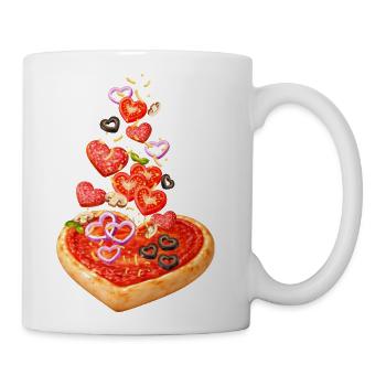 Heart-Shaped Pizza with Salami Illustration - Coffee/Tea Mug - white - Right