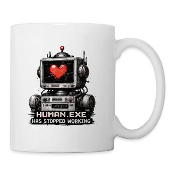 Heartbeat Robot: Human.Exe Stopped - Coffee/Tea Mug - white - Right