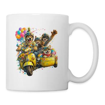 Puptastic Parade on Yellow Scooter - Coffee/Tea Mug - white - Right